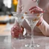 6 Copa Labrada De Vidrio Para Martini 220 Ml Elysia