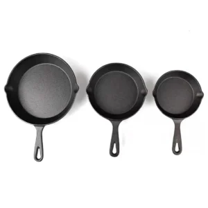 Set De 3 Sartenes De Hierro Fundido 25,20,15cm Antiadherente