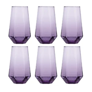 1 Vaso De Vidrio 575 Ml En Forma De Diamante 6 Pzs