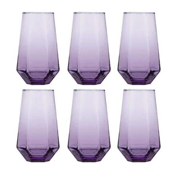 1 Vaso De Vidrio 575 Ml En Forma De Diamante 6 Pzs