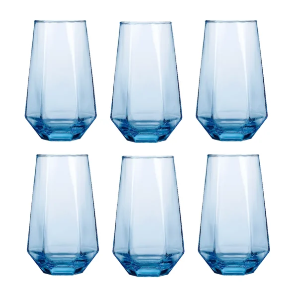 2 Vaso De Vidrio 575 Ml En Forma De Diamante 6 Pzs
