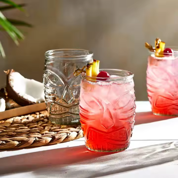 3(41) Vaso De Vidrio Para Coctel Tiki 510 Ml Wide Mouth S 6 Pzs
