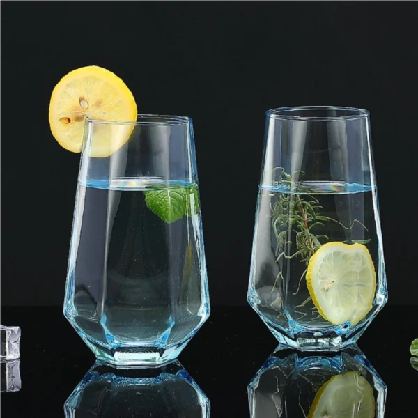6 Vaso De Vidrio 575 Ml En Forma De Diamante 6 Pzs