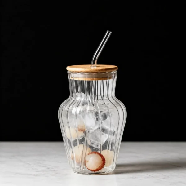 Vaso Novare con tapa de bambu 415 ml