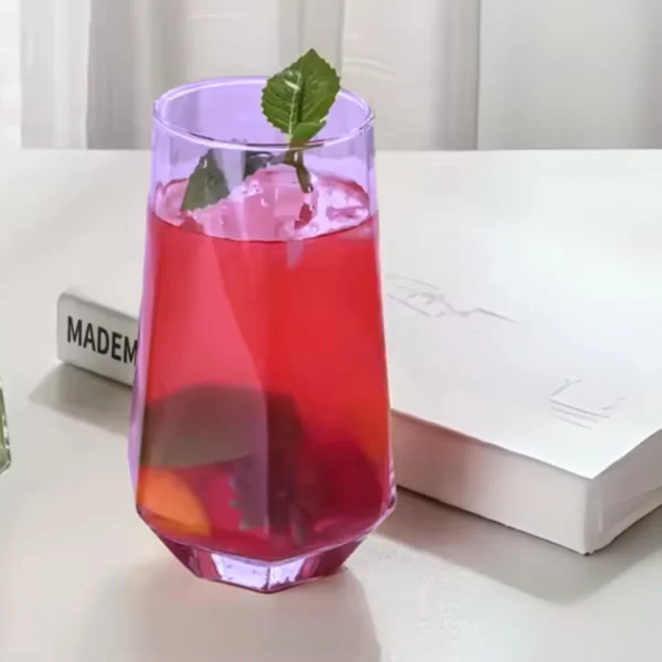 9 Vaso De Vidrio 575 Ml En Forma De Diamante 6 Pzs