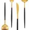 Juego De Cubiertos Acero Inoxidable 24 Piezas Dorado y Negro